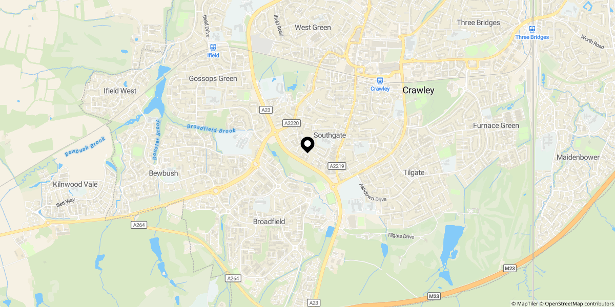 Approximate location of Caburn Court, Crawley, West Sussex, RH11 8ST