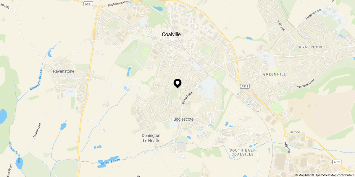 Approximate location of Belvoir Road, Coalville, LE67 3PL